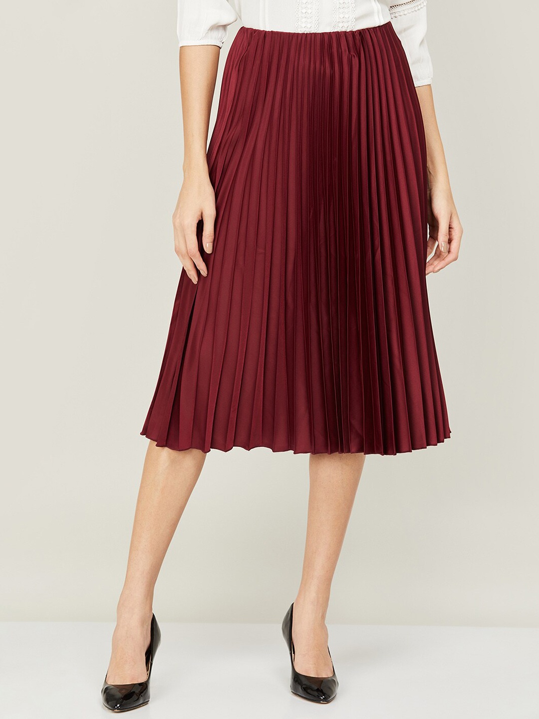 

CODE by Lifestyle Accordion Pleated Knee-Length Skirts, Red