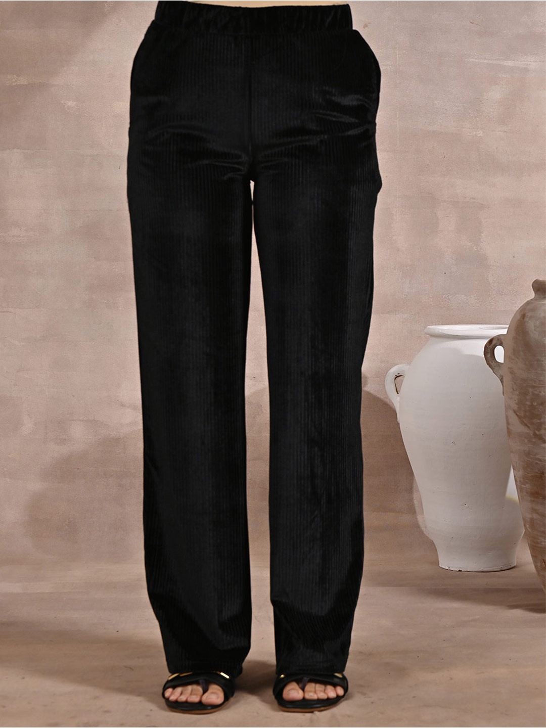 

Lakshita Women Straight Fit Palazzos, Black