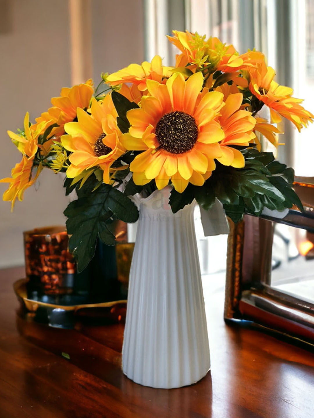 

Art Street Yellow Artificial Sunflower Flowers, Blue