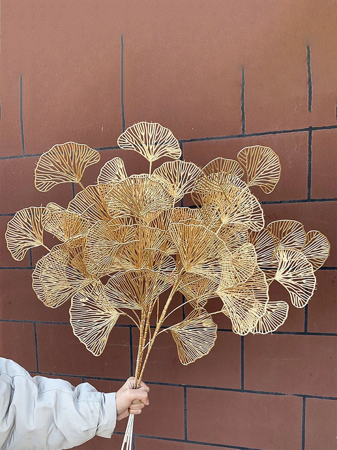 

Art Street Golden Artificial Plants Grass Shrubs Apricot Leaves, White
