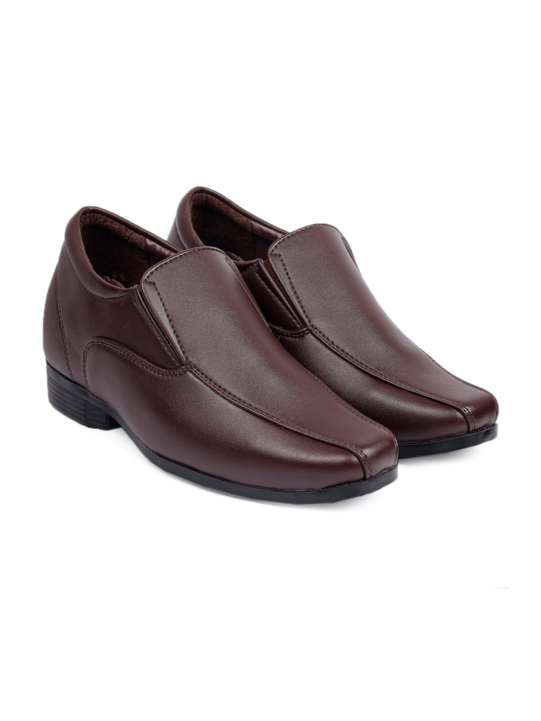 

Bxxy Men Hidden Elevator Height Increasing Formal Slip-On Shoes, Brown