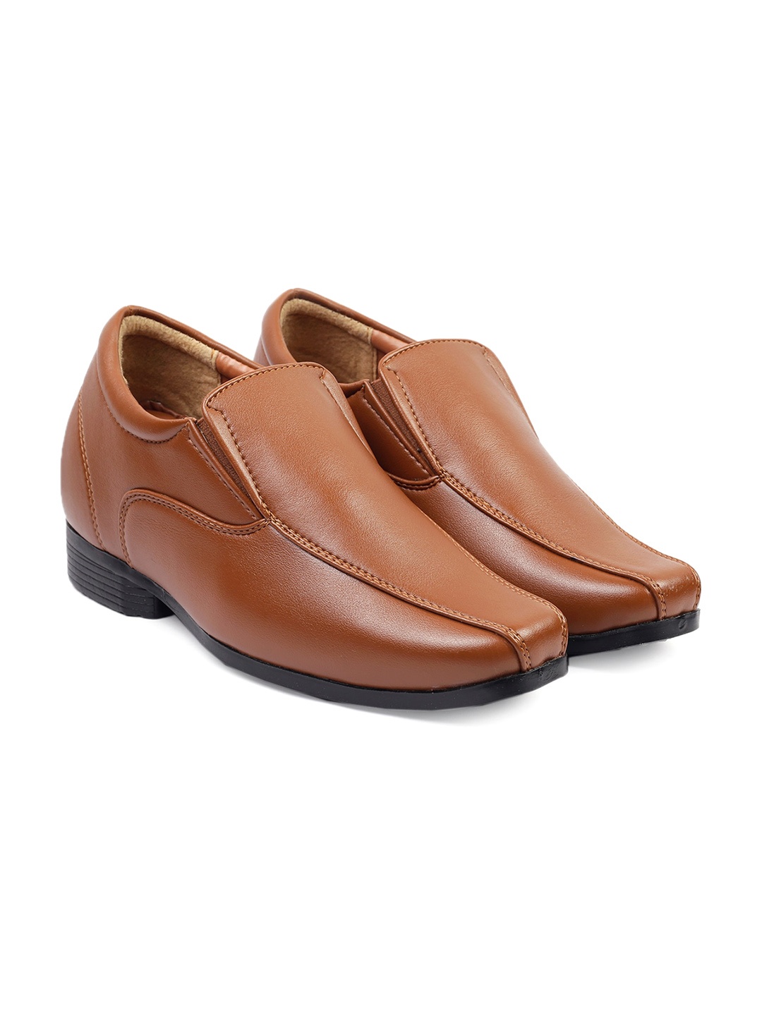 

Bxxy Men Synthetic 3 Inch Hidden Elevator Formal Slip On Shoes, Tan