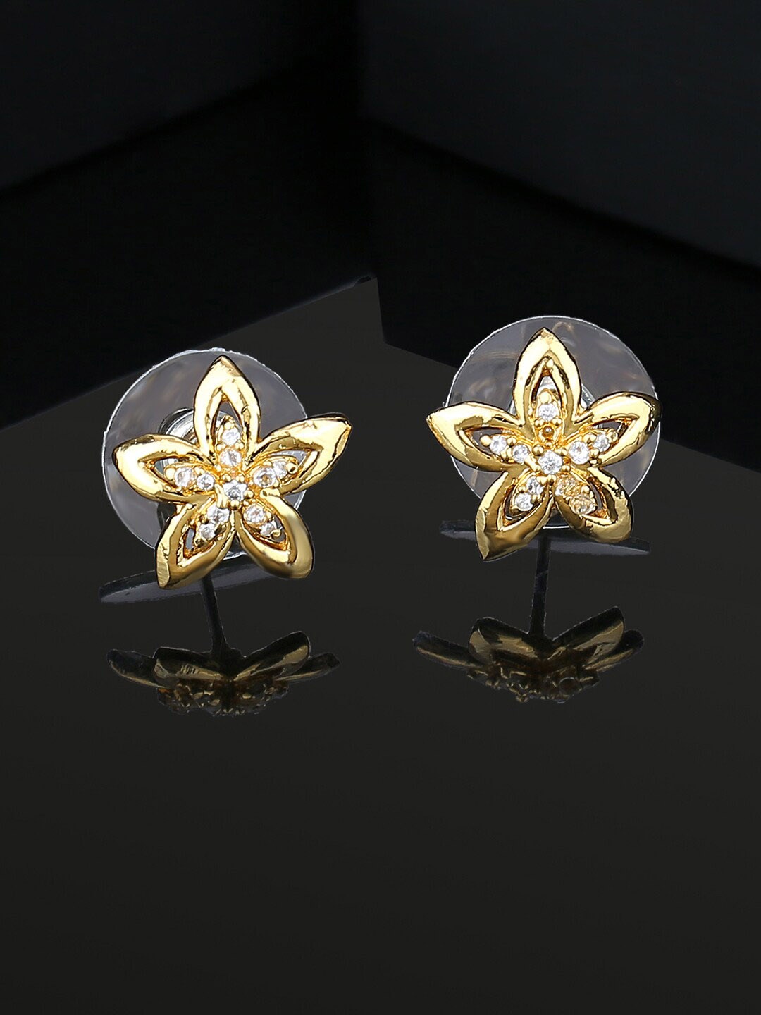 

Estele Gold-Plated Floral Studs Earrings, White