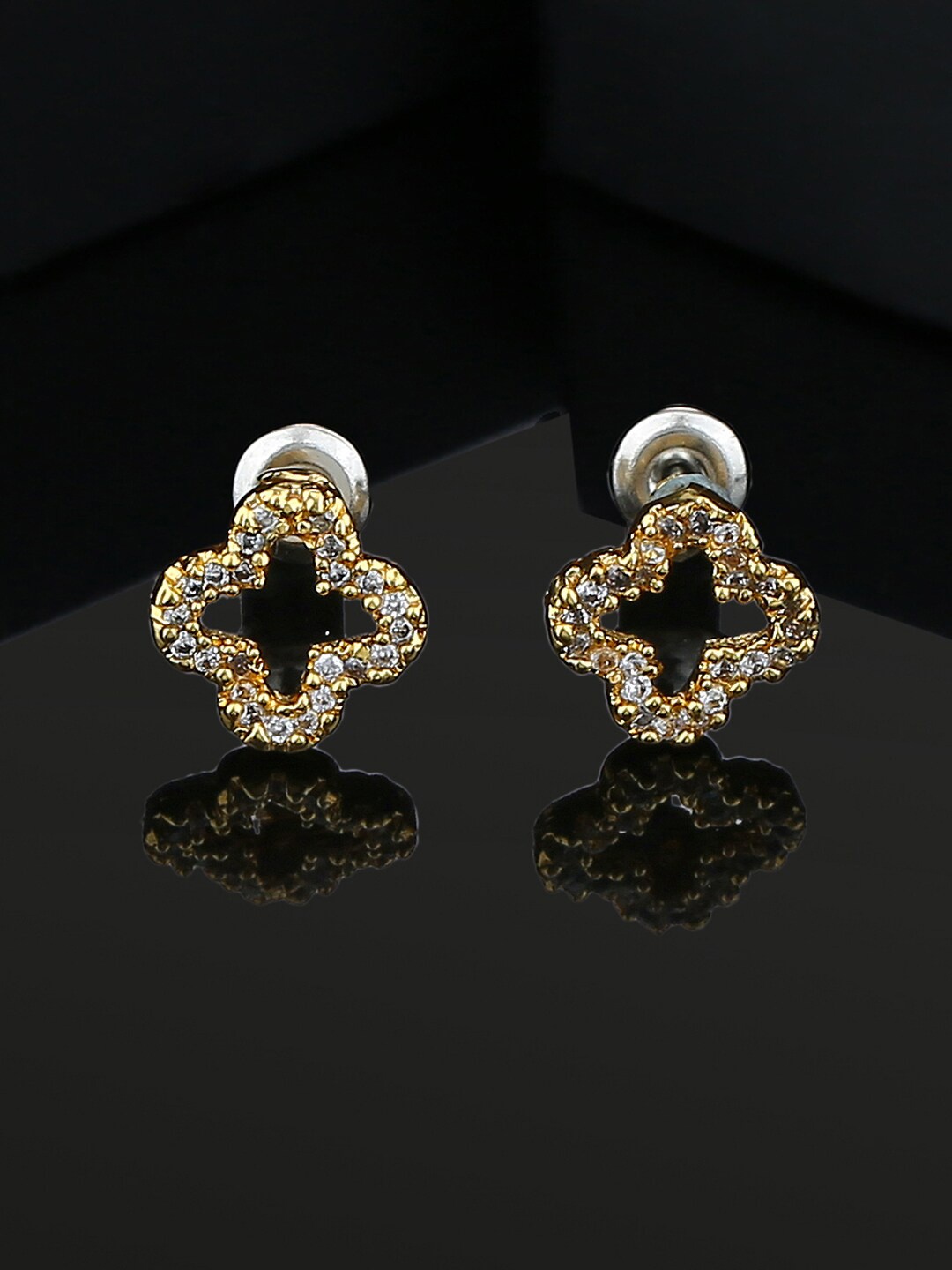 

Estele Gold-Plated Floral Studs Earrings, White