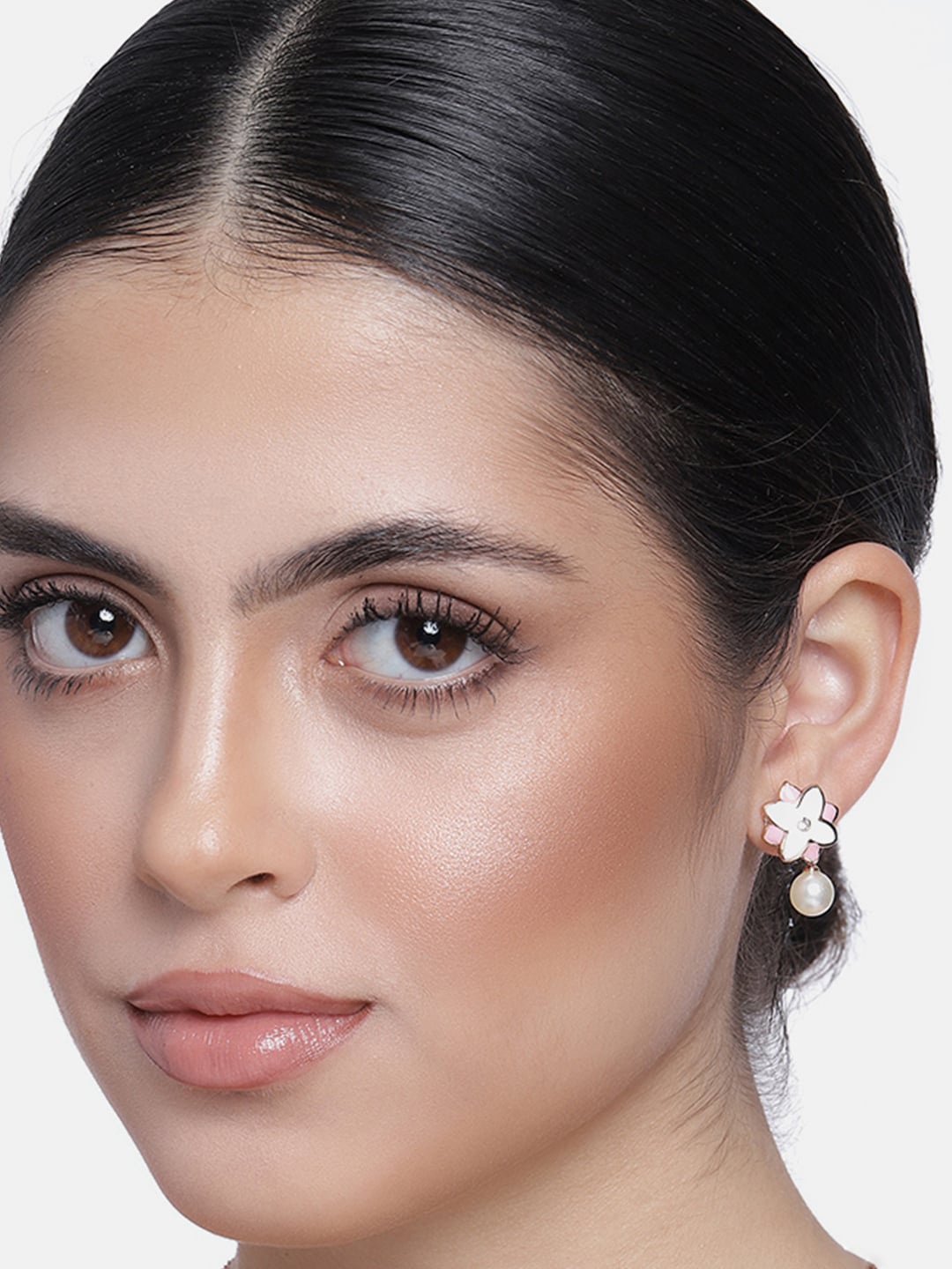 

Estele Rose Gold-Plated Beaded Floral Drop Earrings