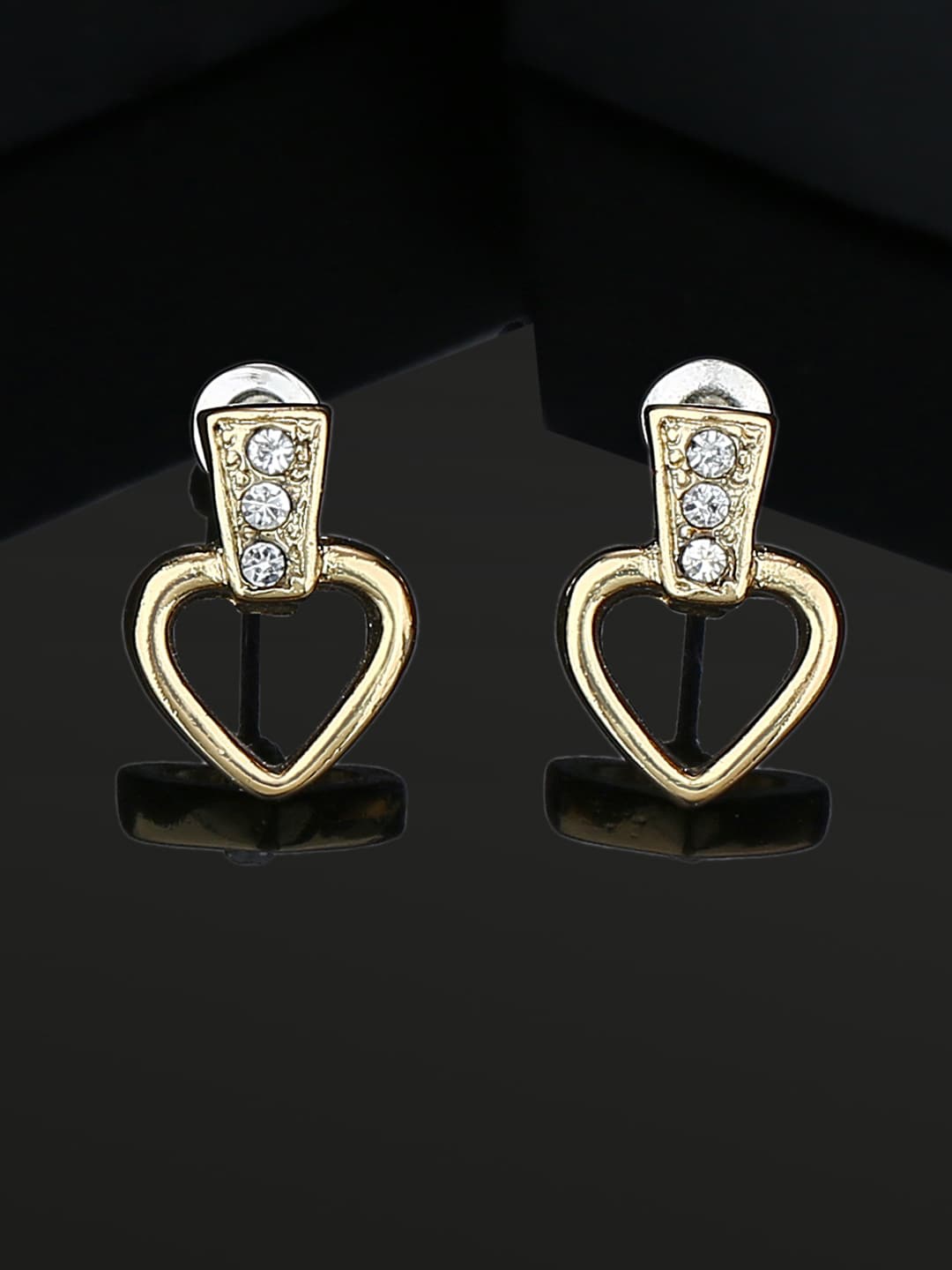 

Estele Gold-Plated Heart Shaped Studs Earrings, White