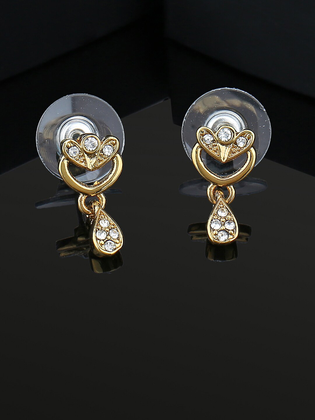 

Estele Gold-Plated Heart Shaped Studs Earrings, White