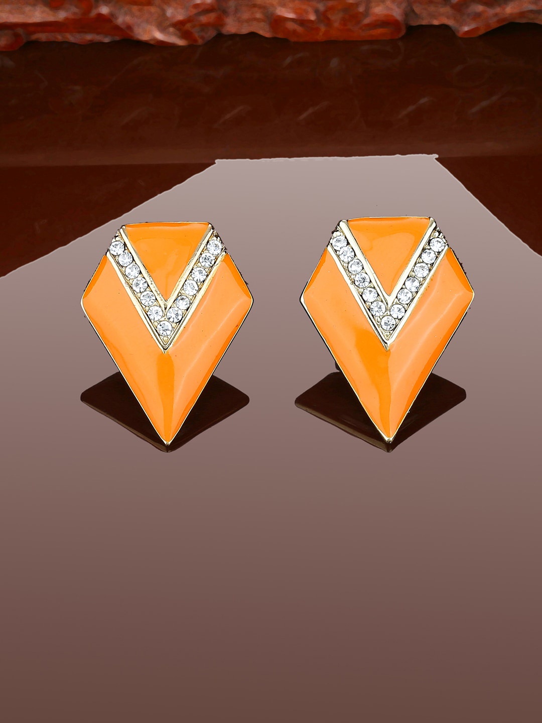 

Estele Gold-Plated Geometric Studs Earrings, White