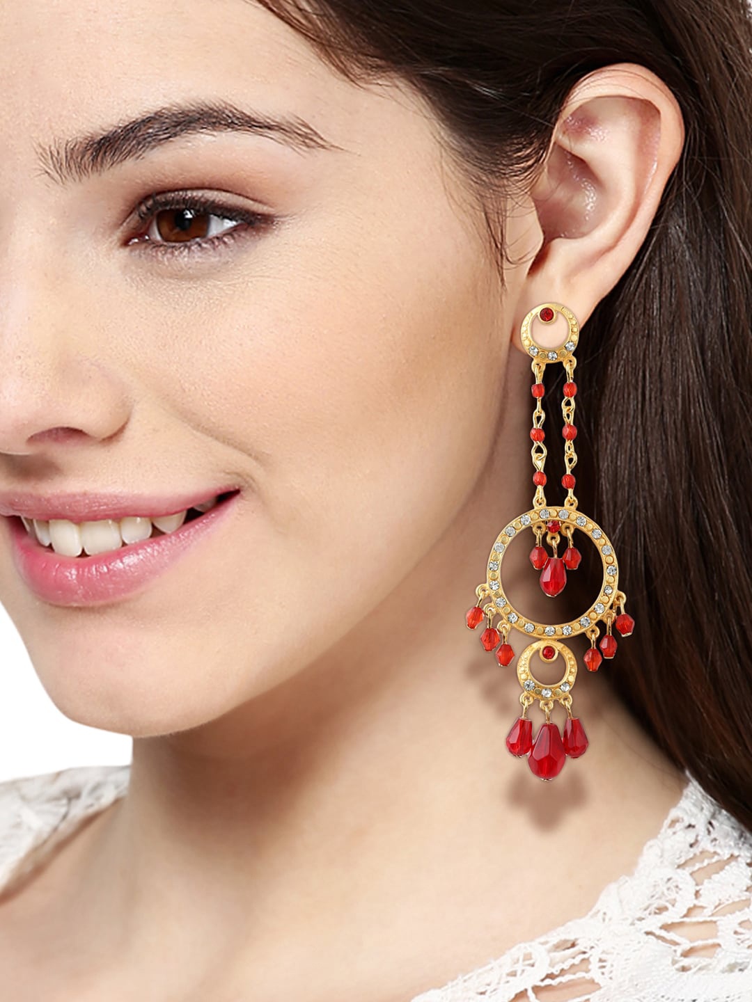 

Estele Gold-Plated Circular Drop Earrings