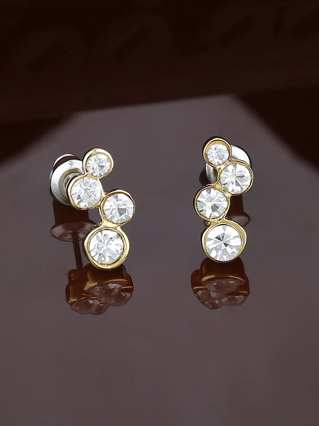 

Estele Gold-Plated Geometric Studs Earrings, White