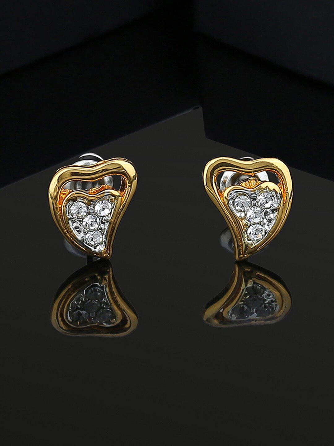 

Estele Gold-Plated Heart Shaped Studs Earrings, White