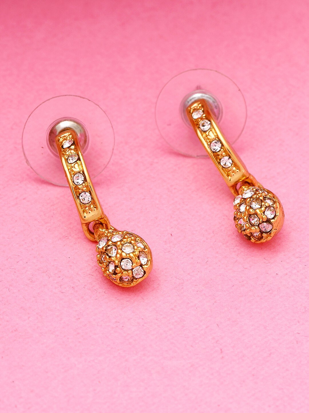

Estele Gold-Plated Teardrop Shaped Studs Earrings, White