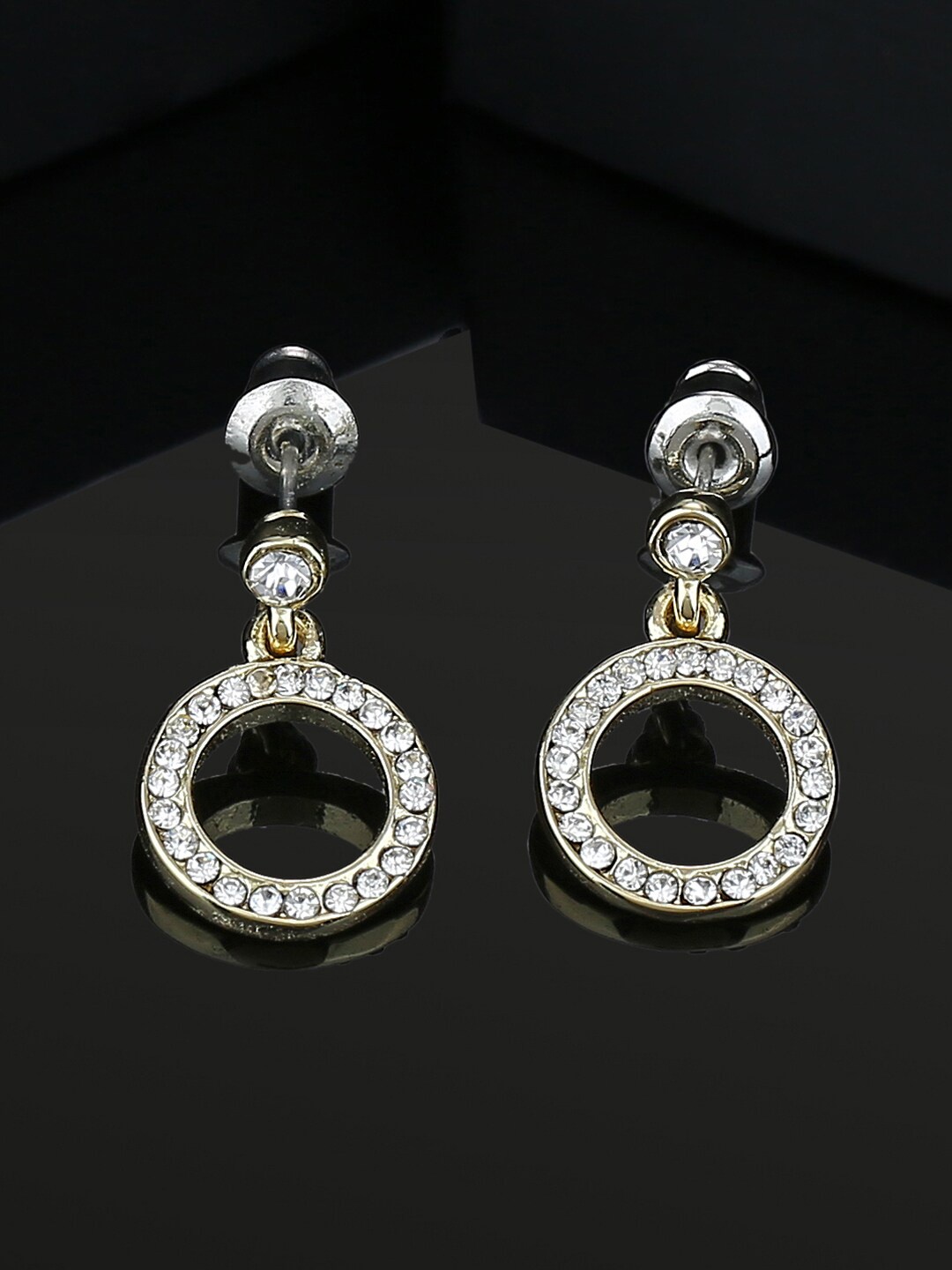 

Estele Gold-Plated Circular Drop Earrings, White