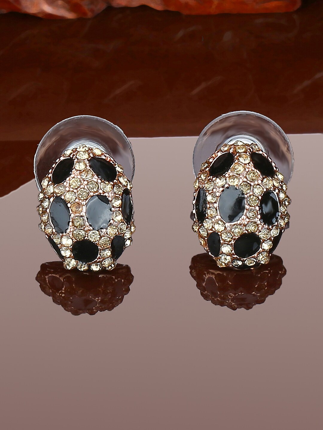 

Estele Rose Gold-Plated Oval Studs Earrings, White
