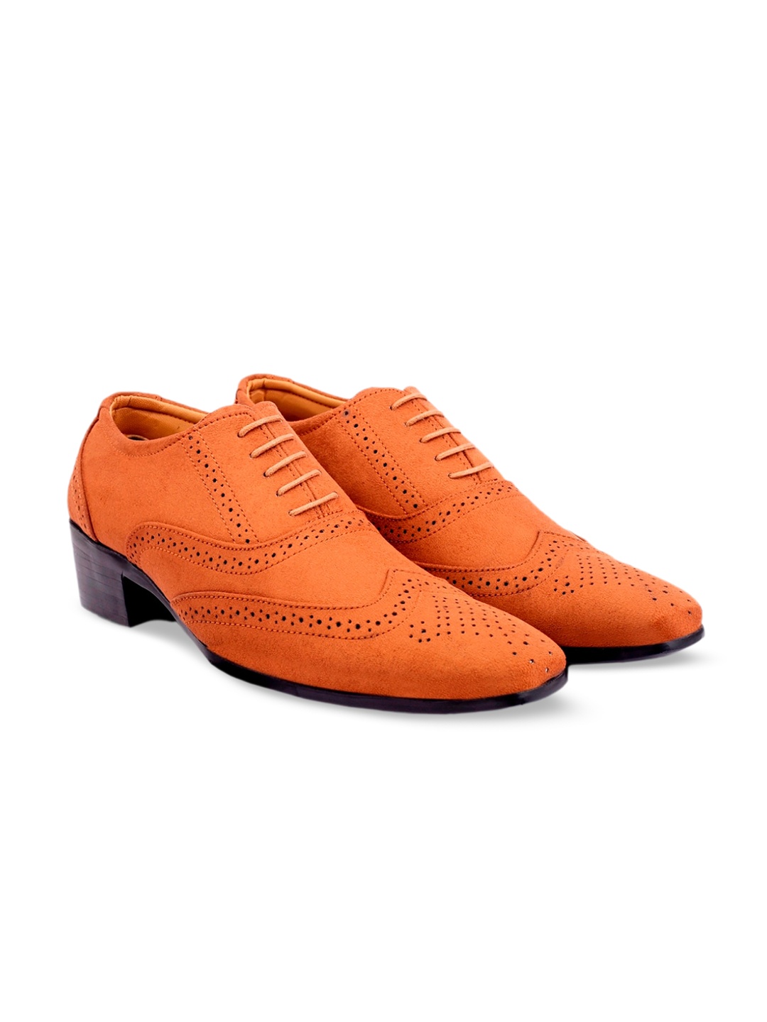 

Bxxy Men Textured Comfortable Suede Height Increasing Party Brogues, Tan