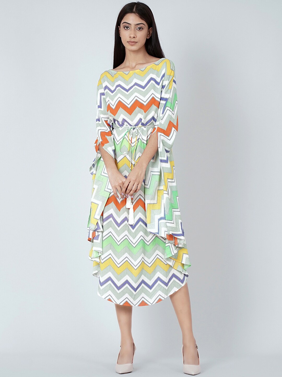 First Resort by Ramola Bachchan Print Fit & Flare Midi Dress, Blue