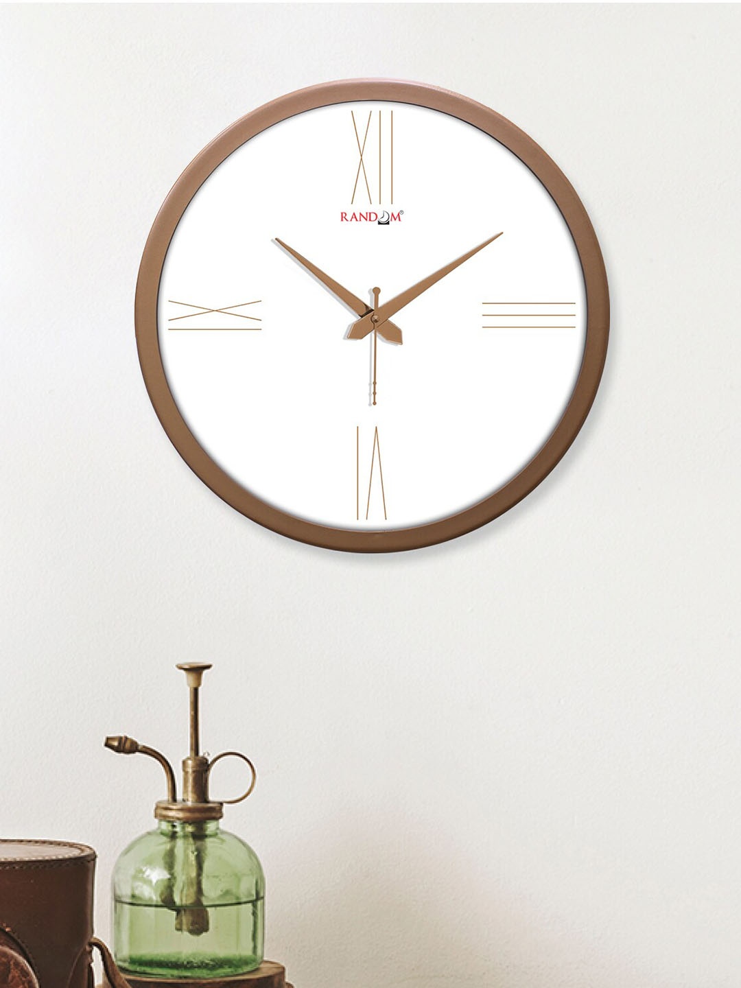 

RANDOM Modern Stylish Copper-Toned & White Contemporary Wall Clock