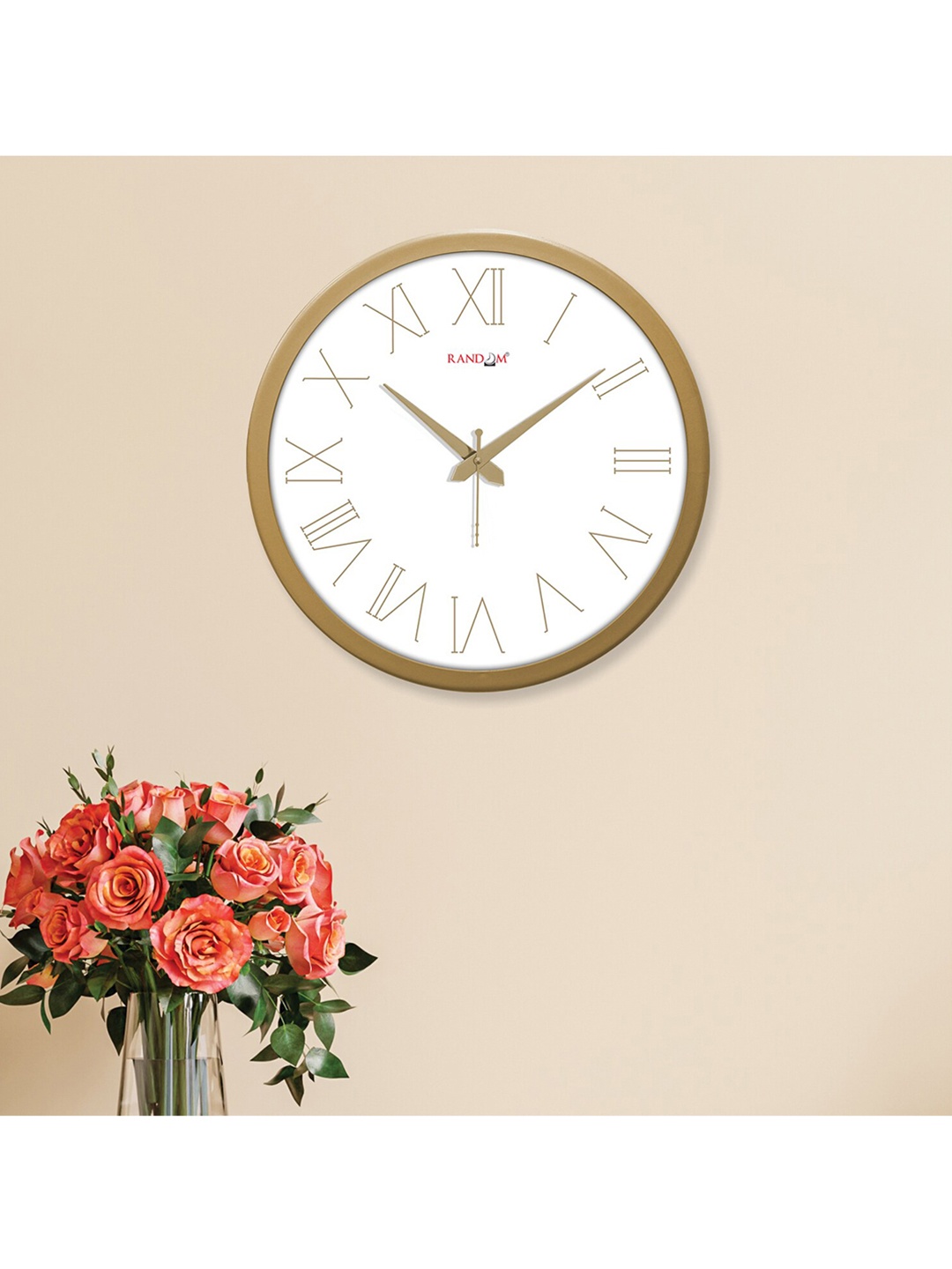 

RANDOM White & Gold-Toned Contemporary Wall Clock