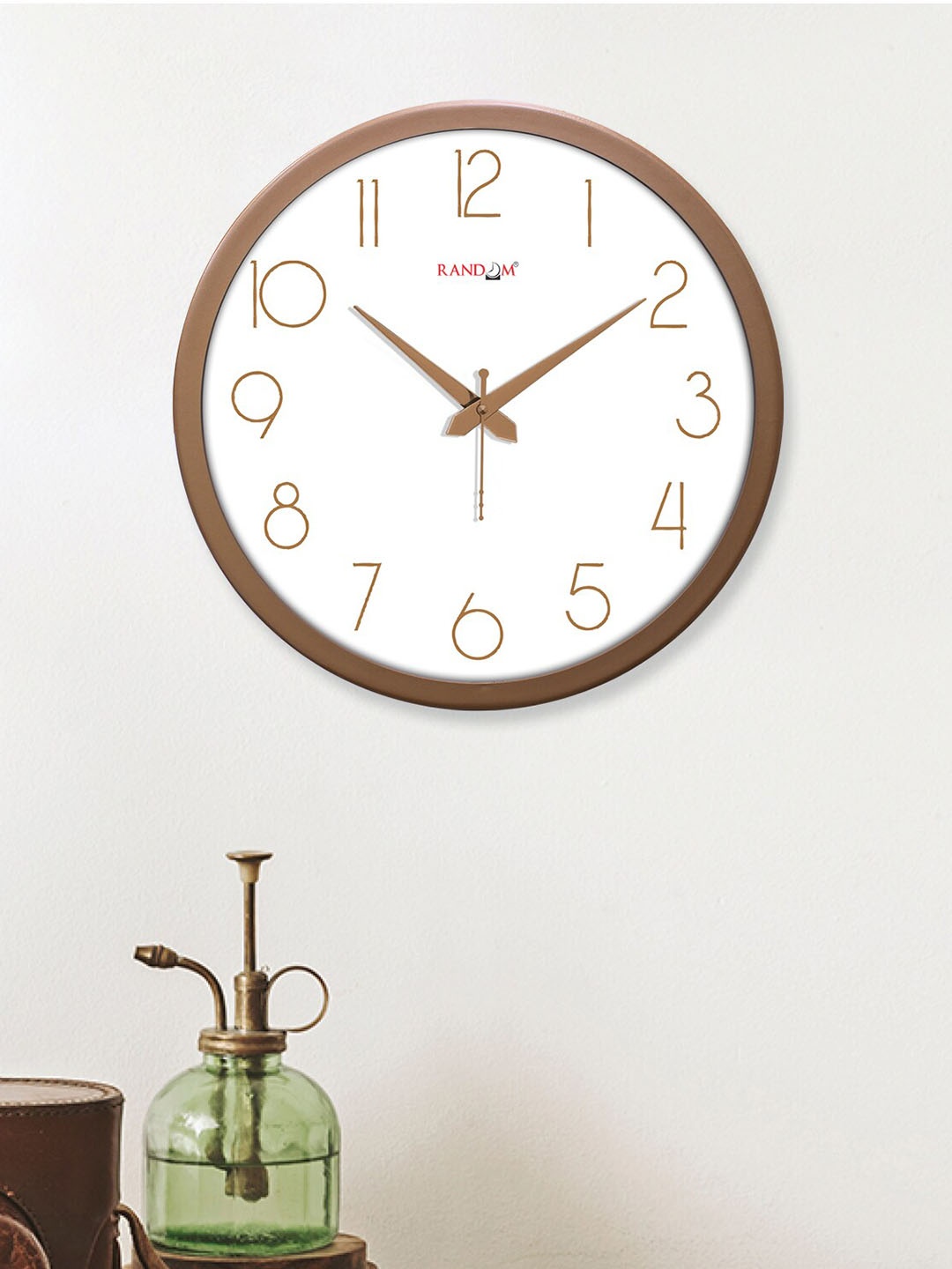 

RANDOM Modern Stylish Copper-Toned & White Contemporary Wall Clock