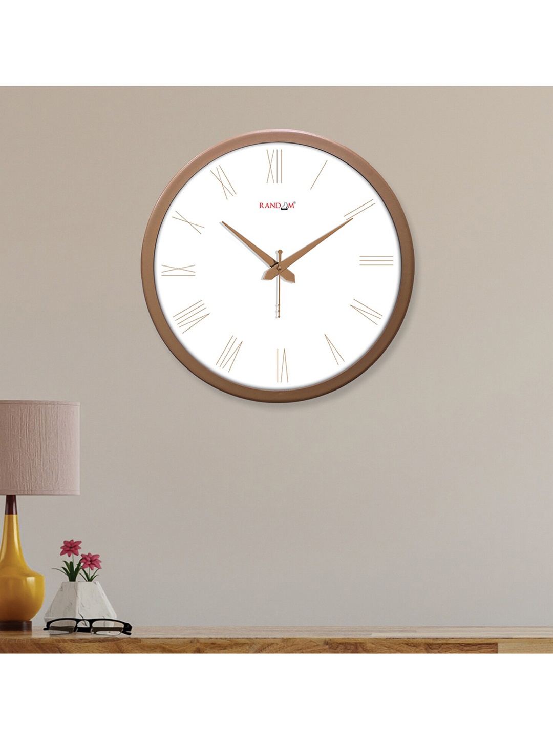 

RANDOM Modern Stylish White & Copper-Toned Contemporary Wall Clock