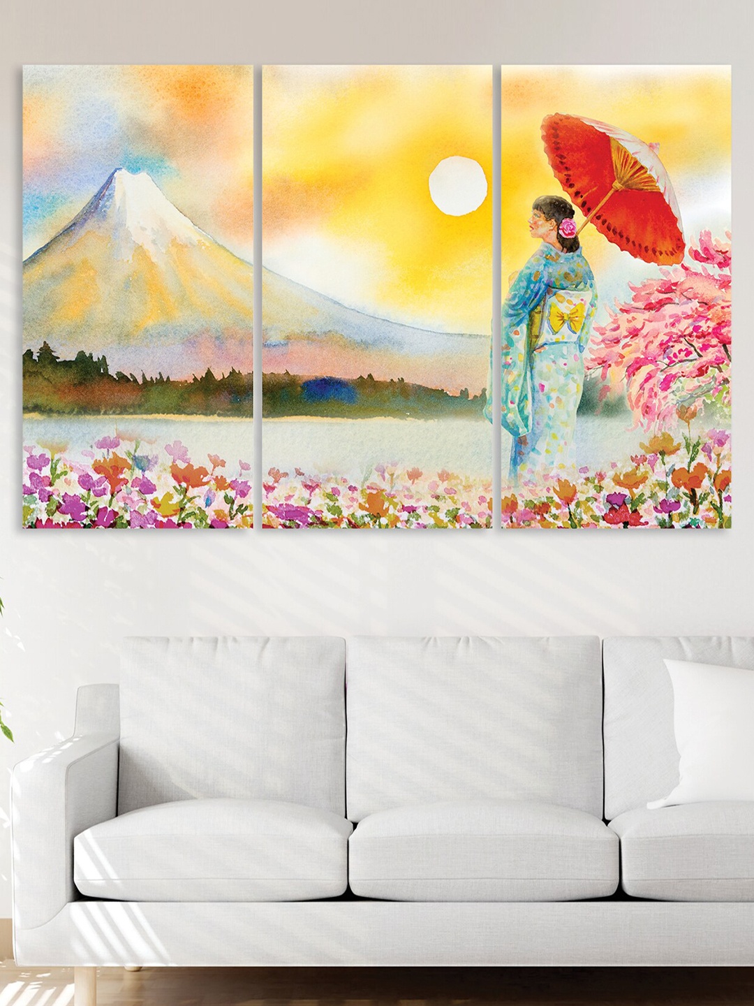

RANDOM Yellow & Pink 3-Pcs Beautiful Lady Abstract Wall Painting