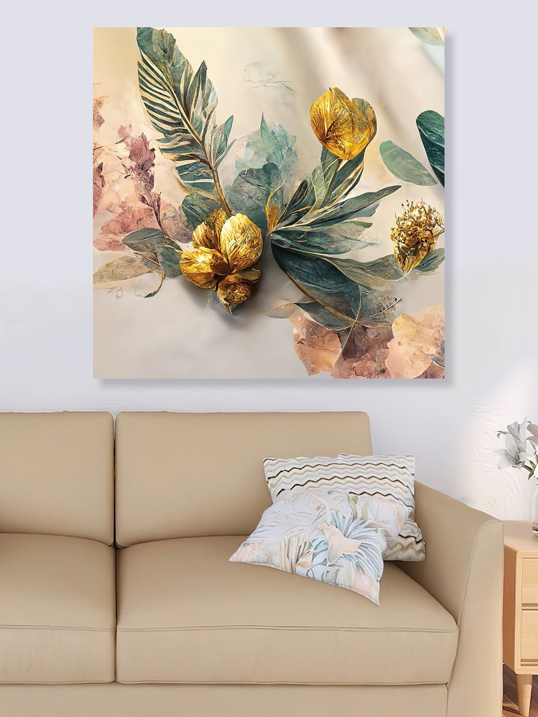 

RANDOM Beige & Green Flower Art Wall Painting