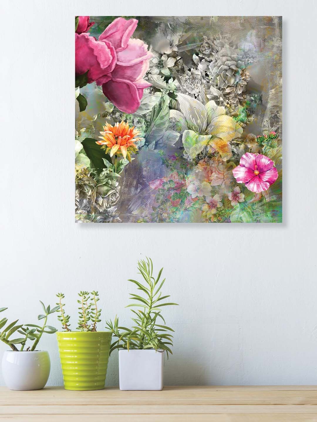 

RANDOM Pink & Green Attractive Flowers Garden Wall Painting