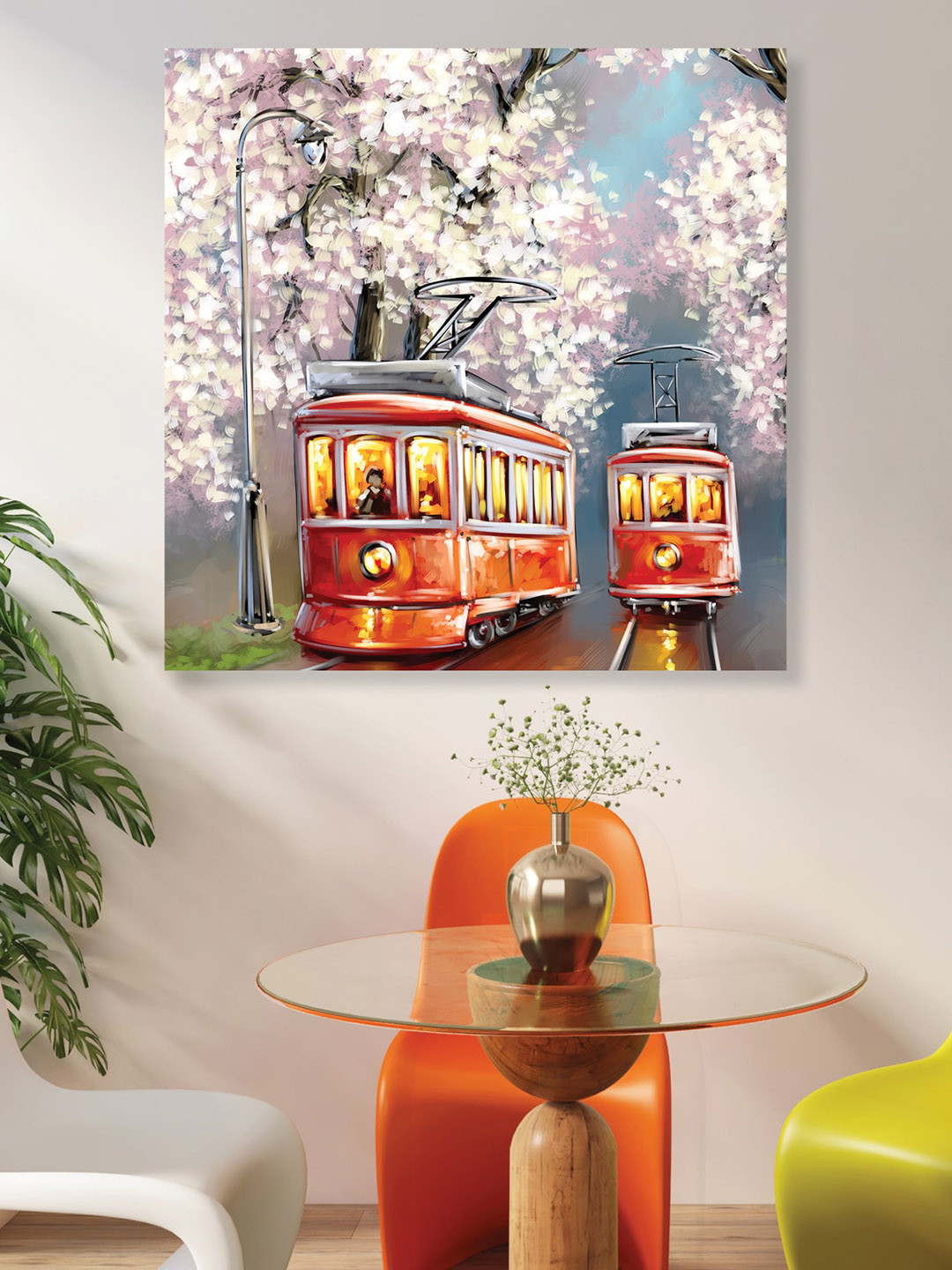 

RANDOM Pink & Red Train Art Canvas Wall Painting