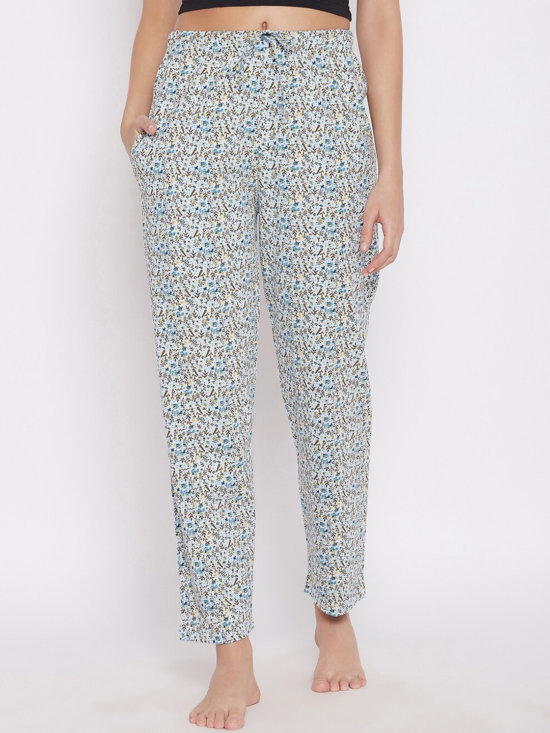 

C9 AIRWEAR Women Floral Printed Pure Cotton Lounge Pants, Blue