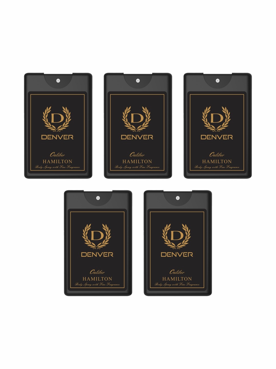 

Denver Men Set of 5 Caliber Hamilton Pocket Perfume Body Spray - 18ml each, Black