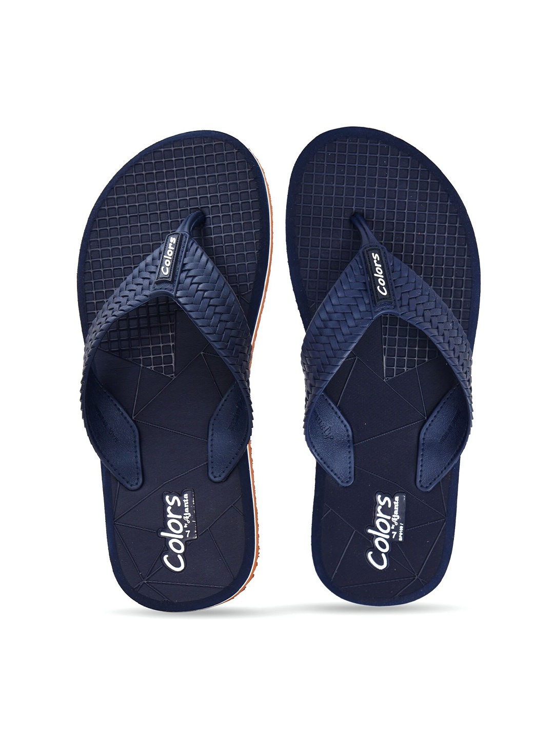 

Ajanta Men Textured Thong Flip-Flops, Navy blue