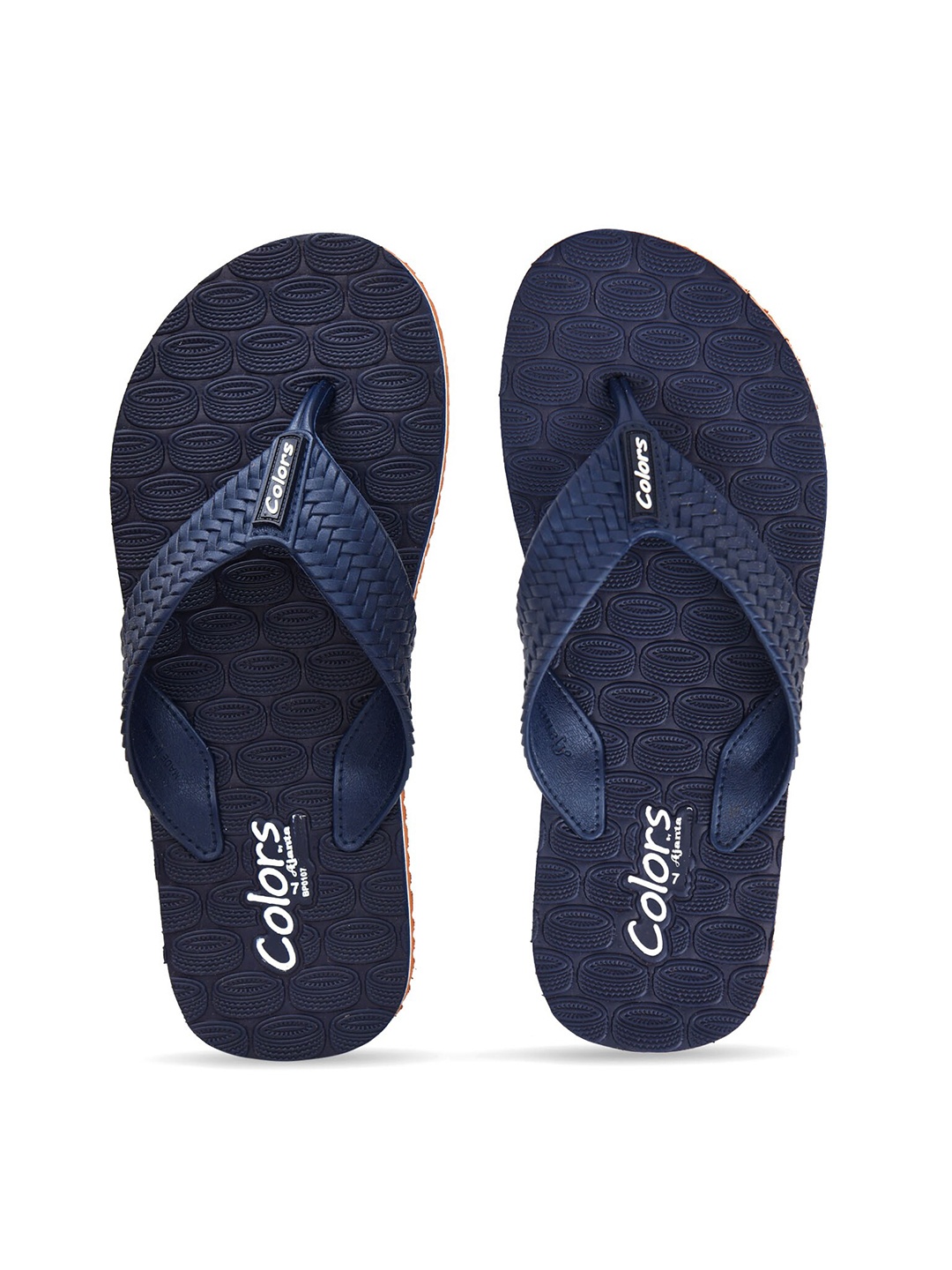 

Ajanta Men Textured Thong Flip-Flops, Navy blue