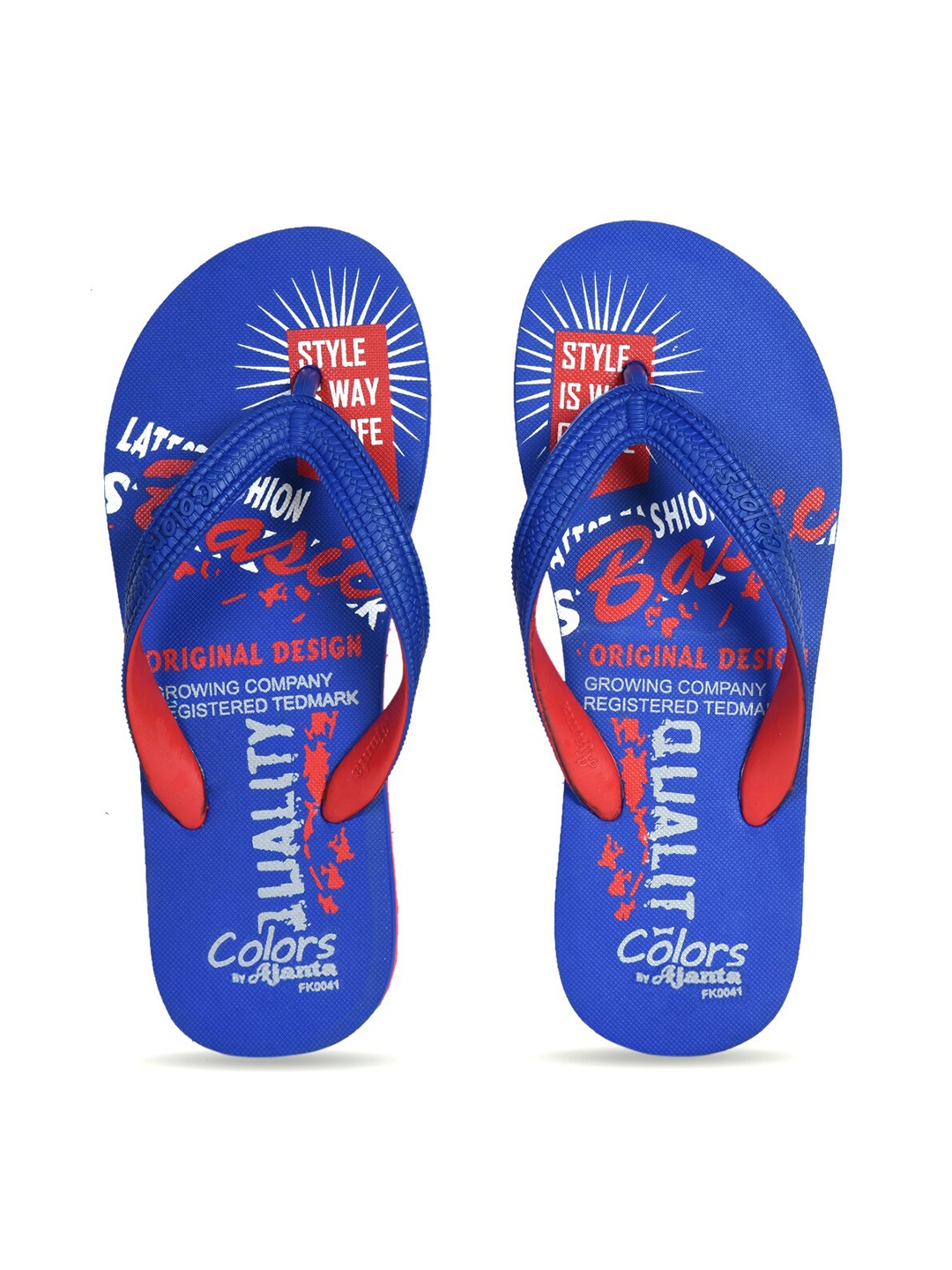 

Ajanta Men Printed Rubber Thong Flip-Flops, Blue