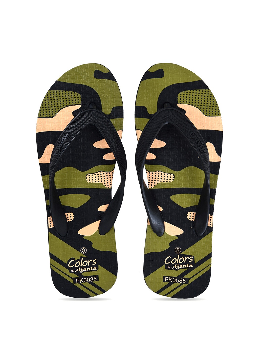 

Ajanta Men Printed Thong Flip-Flops, Olive