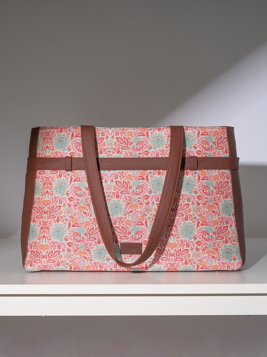 

ZOUK Women Floral Printed Jute Shoulder Bag, Pink
