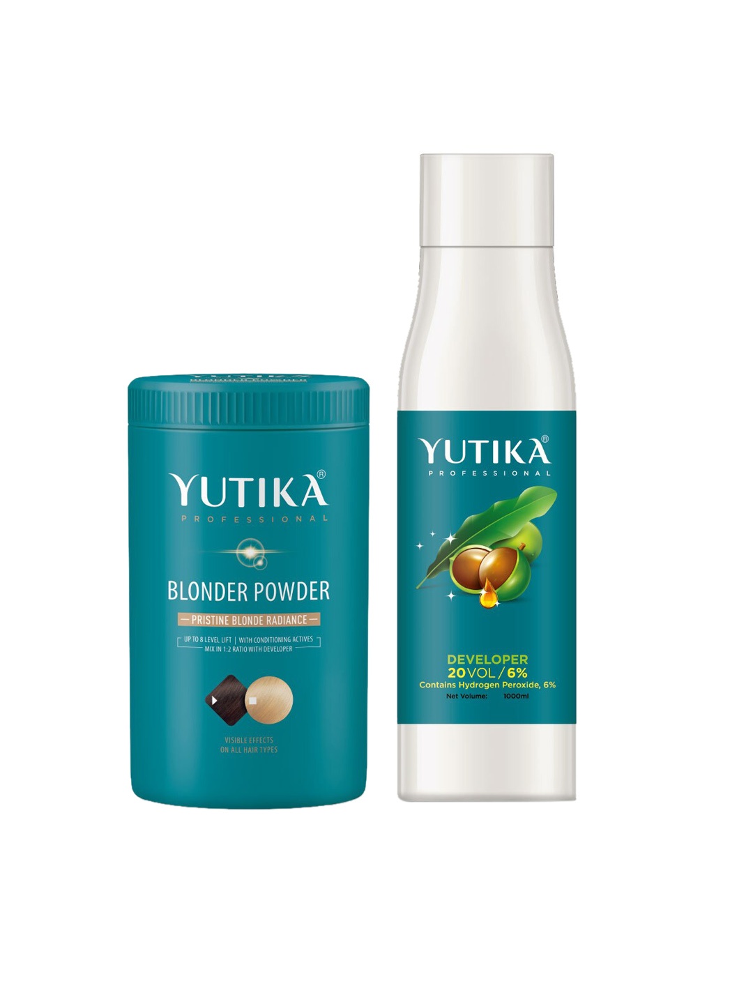 

YUTIKA 2-Pcs Blonder Powder 400 g & Developer 1000 ml, White