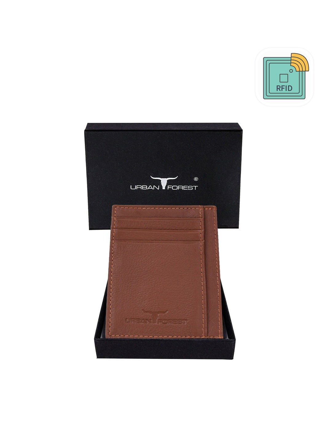 

URBAN FOREST Men Leather RFID Card Holder, Brown