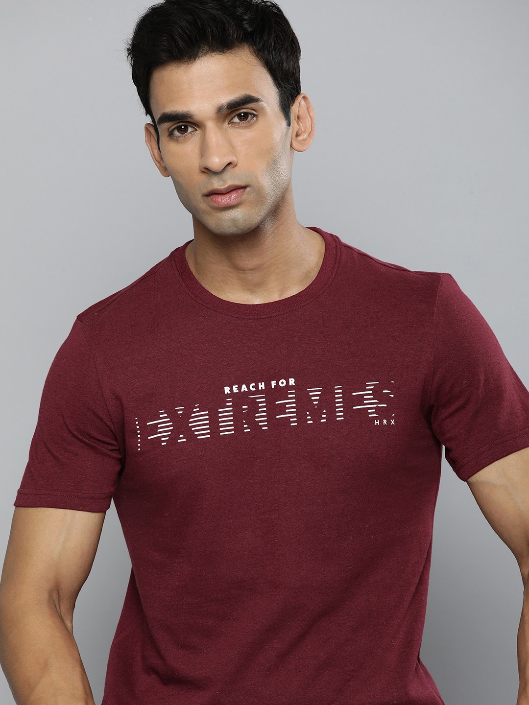 

HRX by Hrithik Roshan Men Typography Printed T-shirt, Maroon