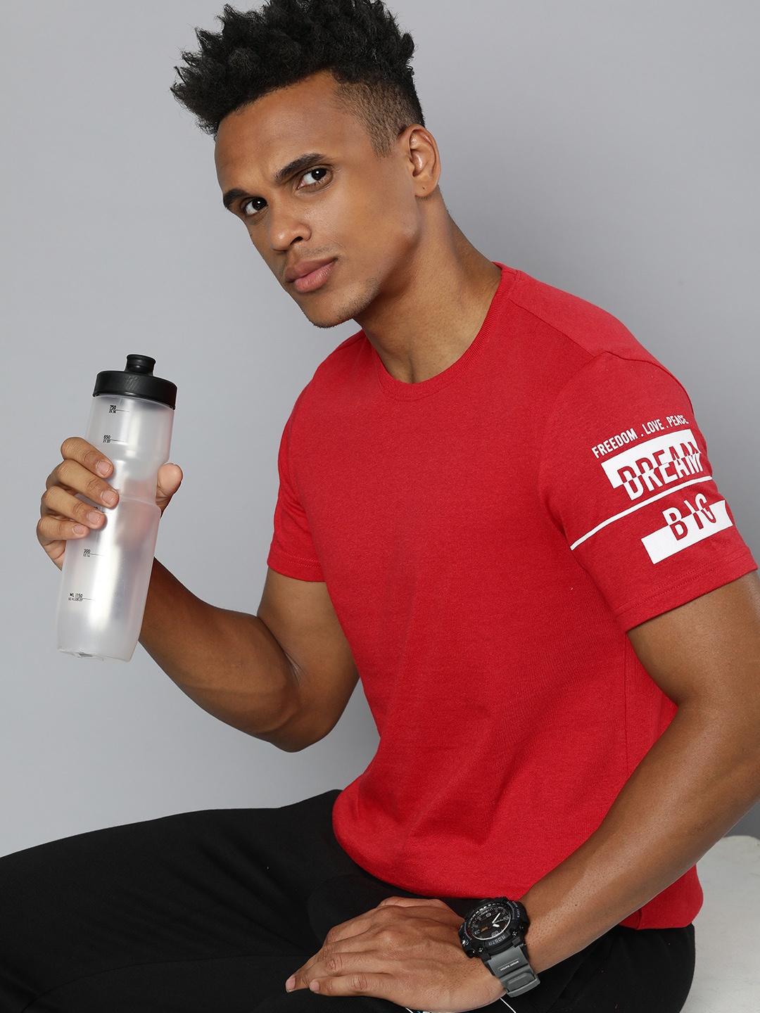 

HRX by Hrithik Roshan Men Typography Printed Sports T-shirt, Red