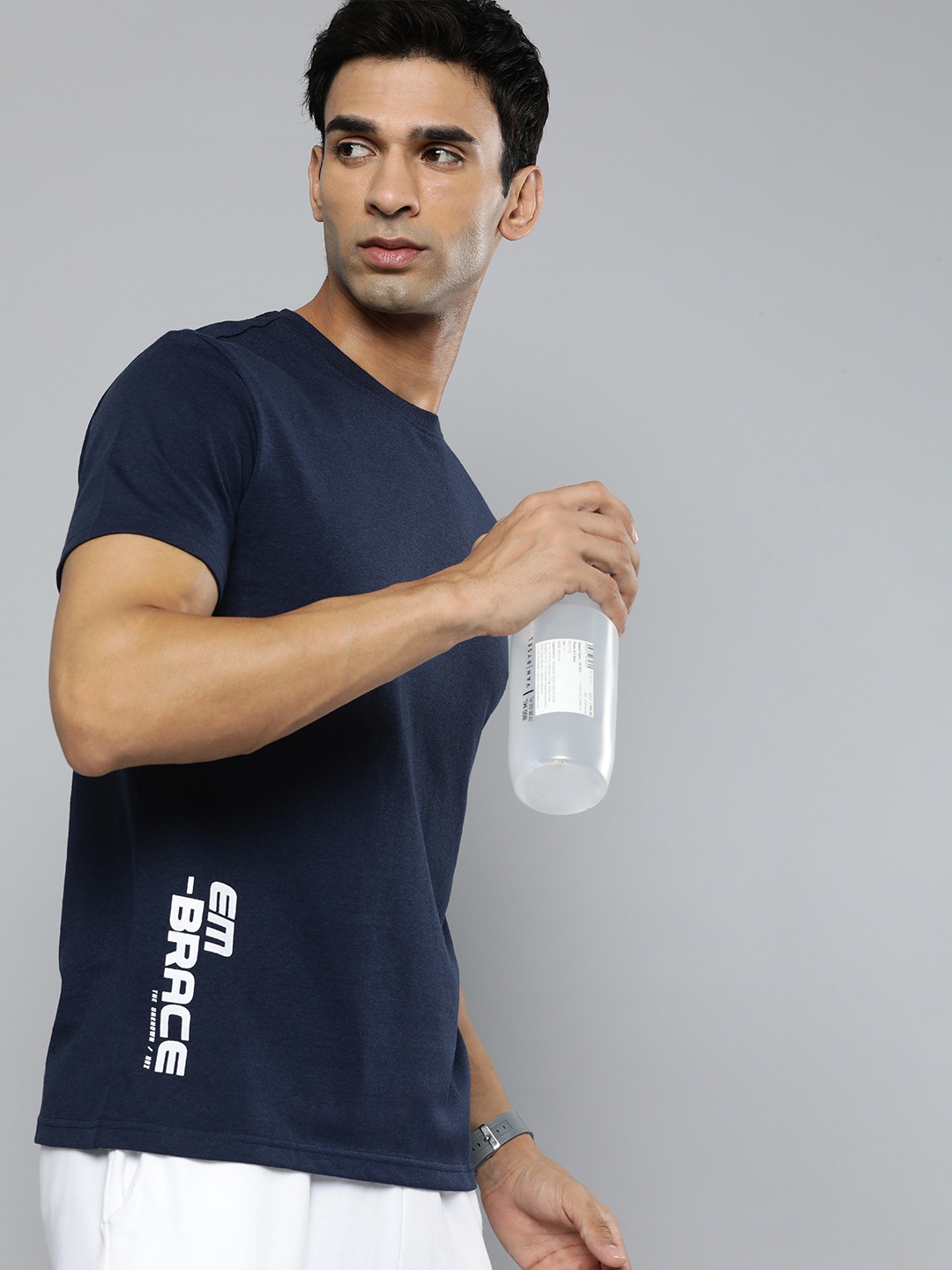 

HRX by Hrithik Roshan Men Typography Printed Sports T-shirt, Navy blue