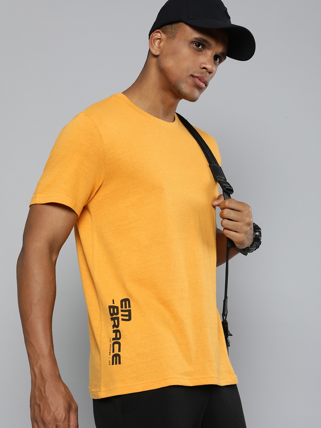 HRX by Hrithik Roshan Men Typography Printed T-shirt, Yellow