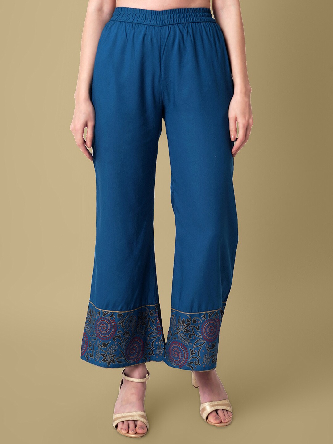 

DAEVISH Women Ethnic Motifs Hem Design Palazzo, Teal