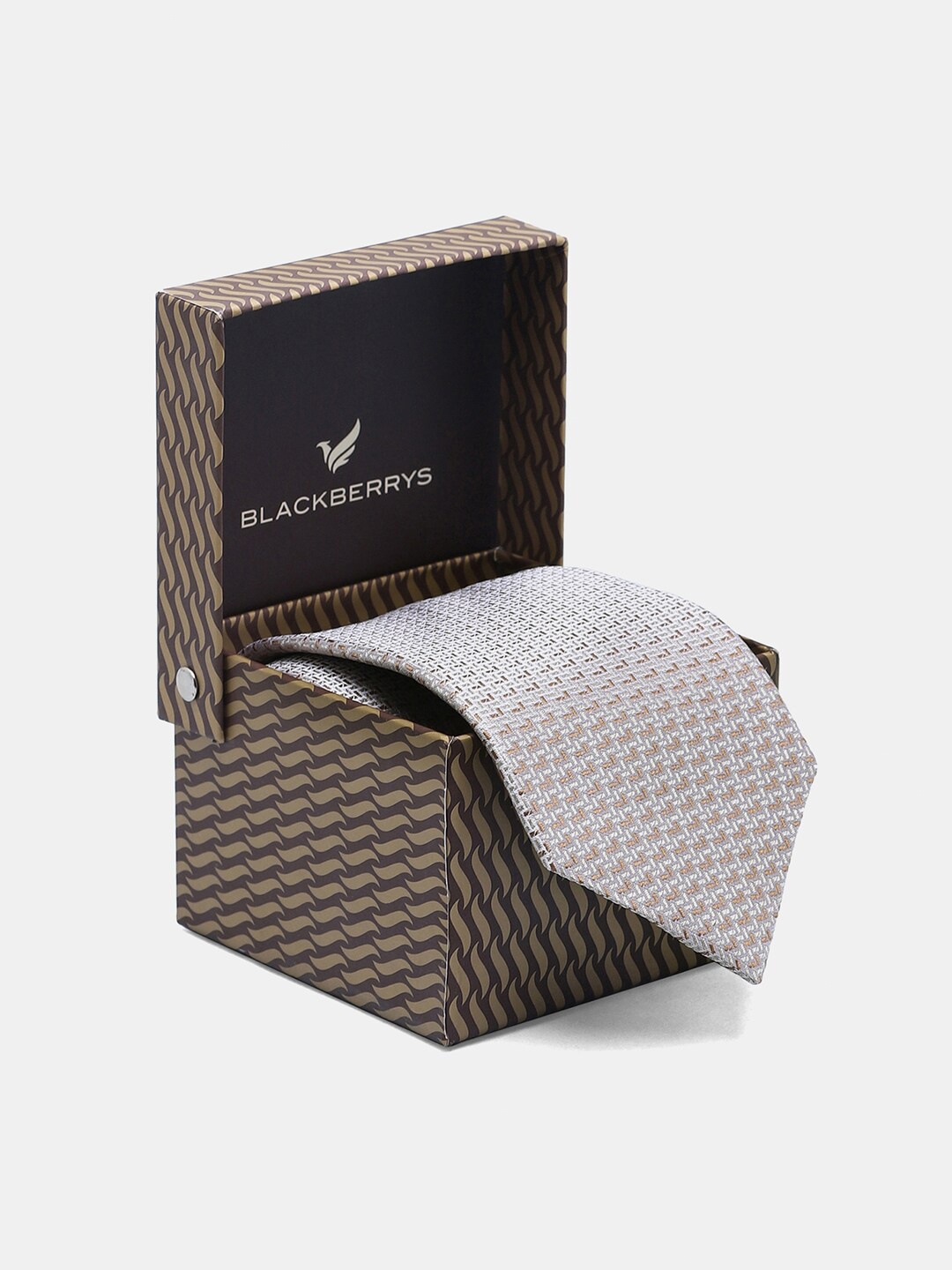 

Blackberrys Printed Silk Skinny Tie, Beige