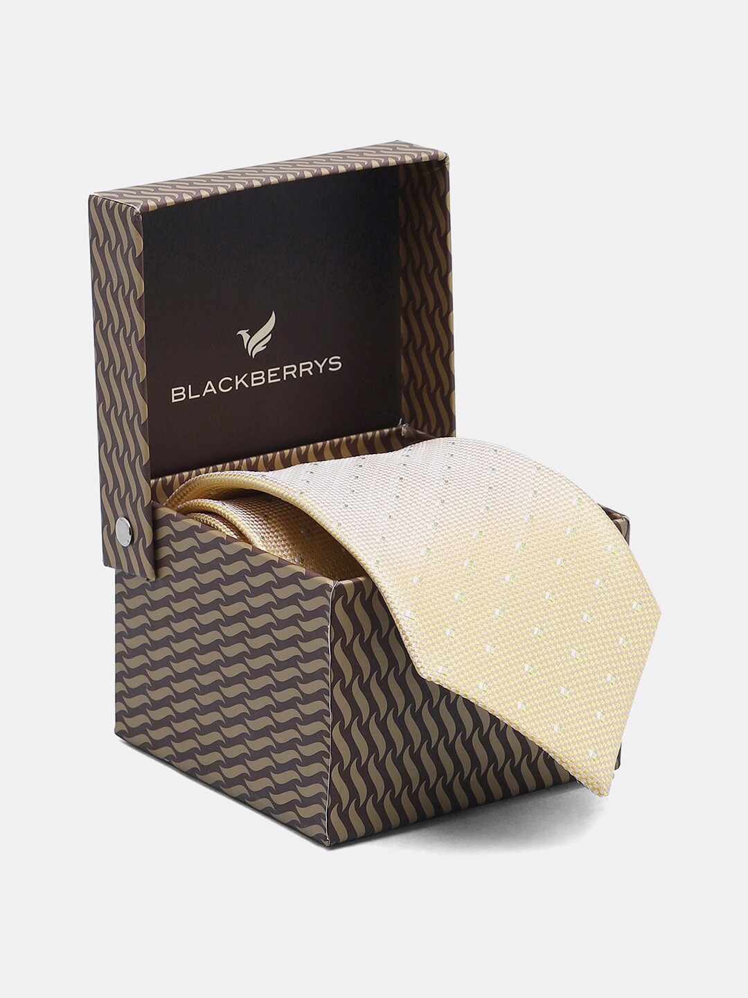 

Blackberrys Men Woven Design Skinny Tie, Yellow
