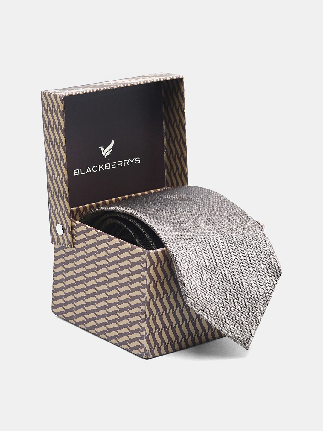 

Blackberrys Woven Design Silk Skinny Tie, Beige