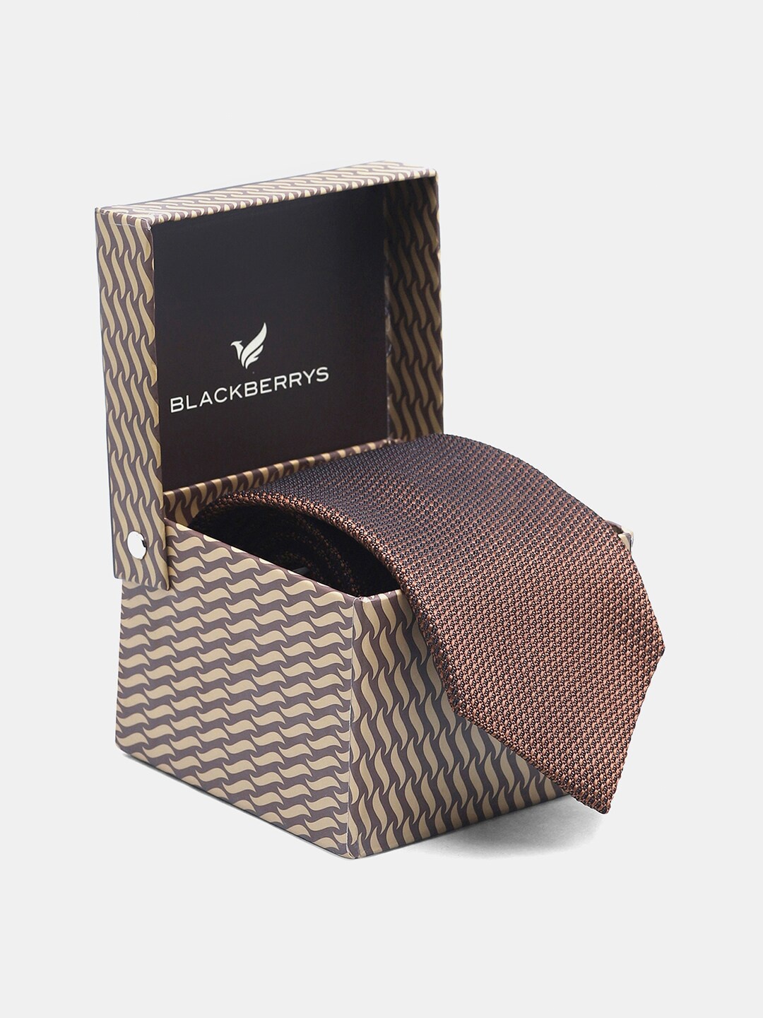 

Blackberrys Woven Design Silk Skinny Tie, Brown