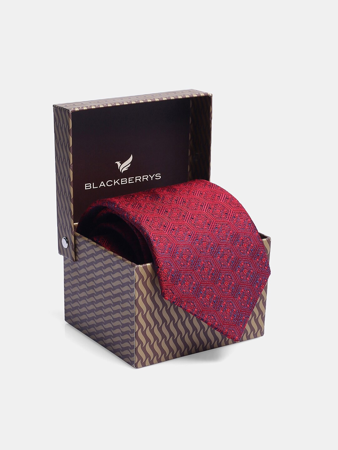 

Blackberrys Woven Design Silk Skinny Tie, Red