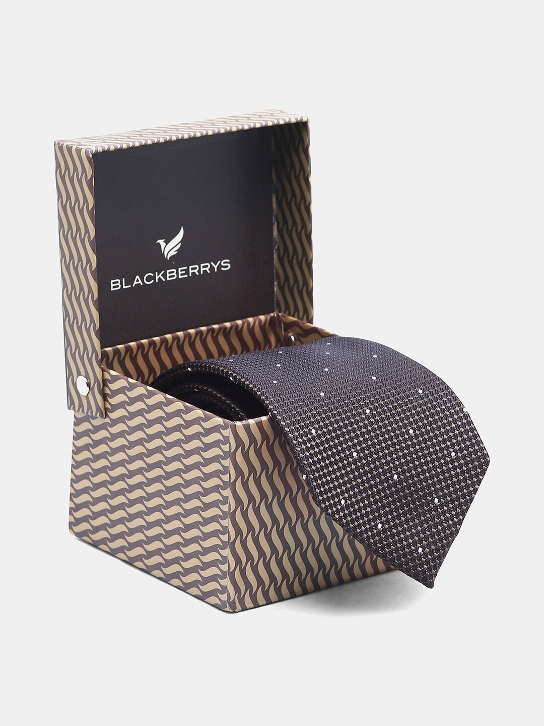 

Blackberrys Woven Design Silk Skinny Tie, Brown