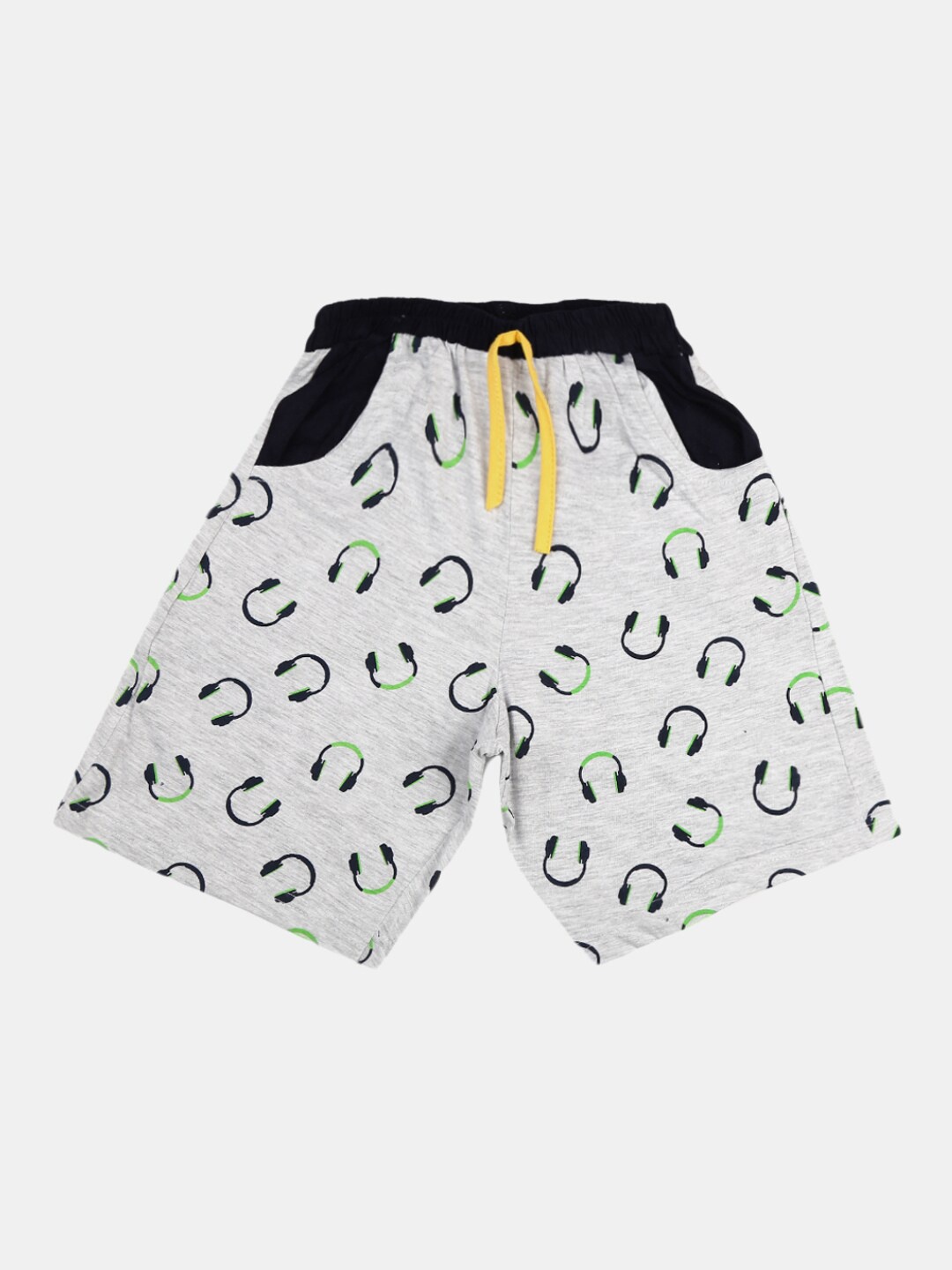 

V-Mart Boys Conversational Printed Mid-Rise Cotton Shorts, Grey