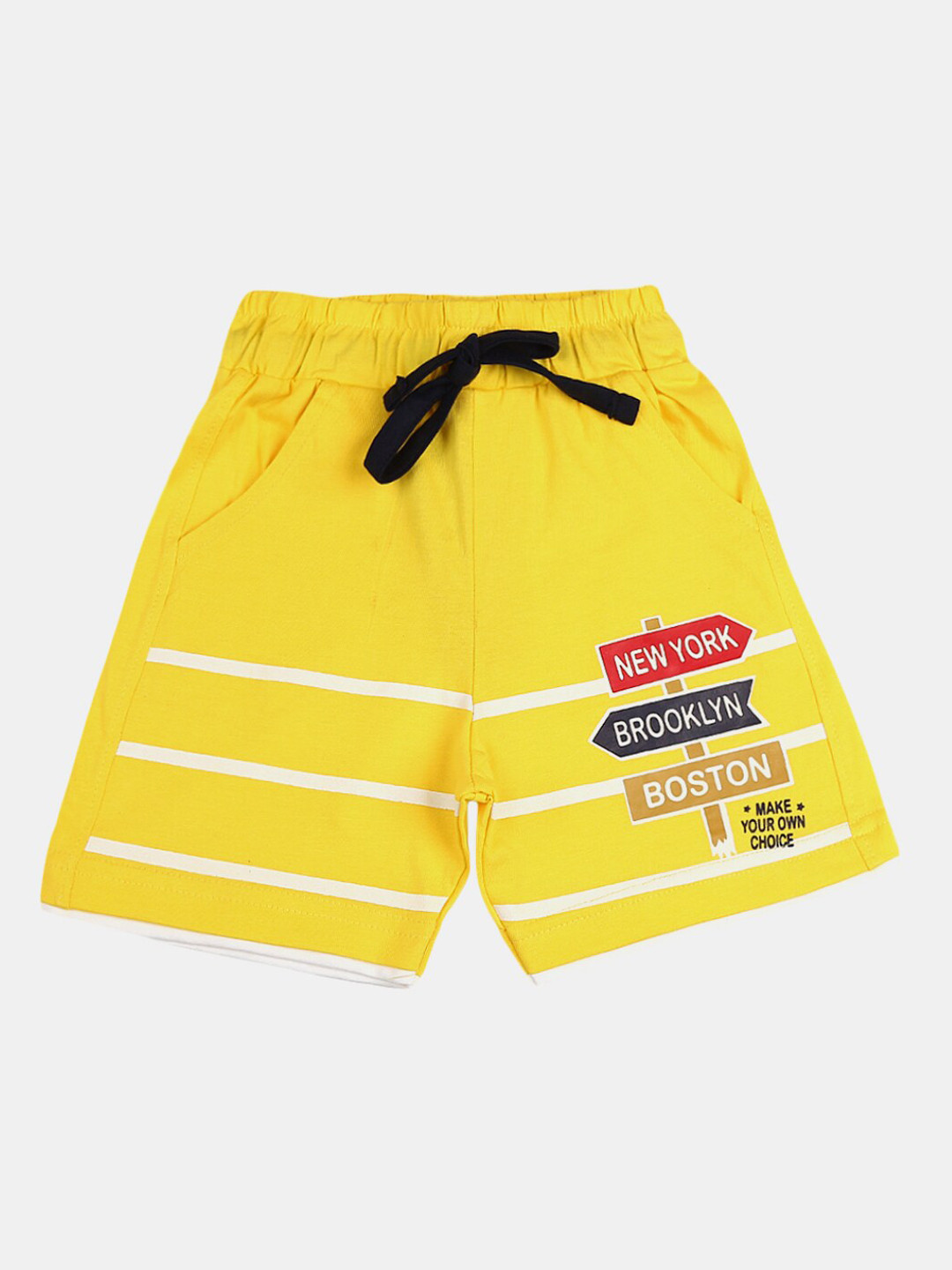 

V-Mart Boys Typography Printed Cotton Regular Shorts, Yellow